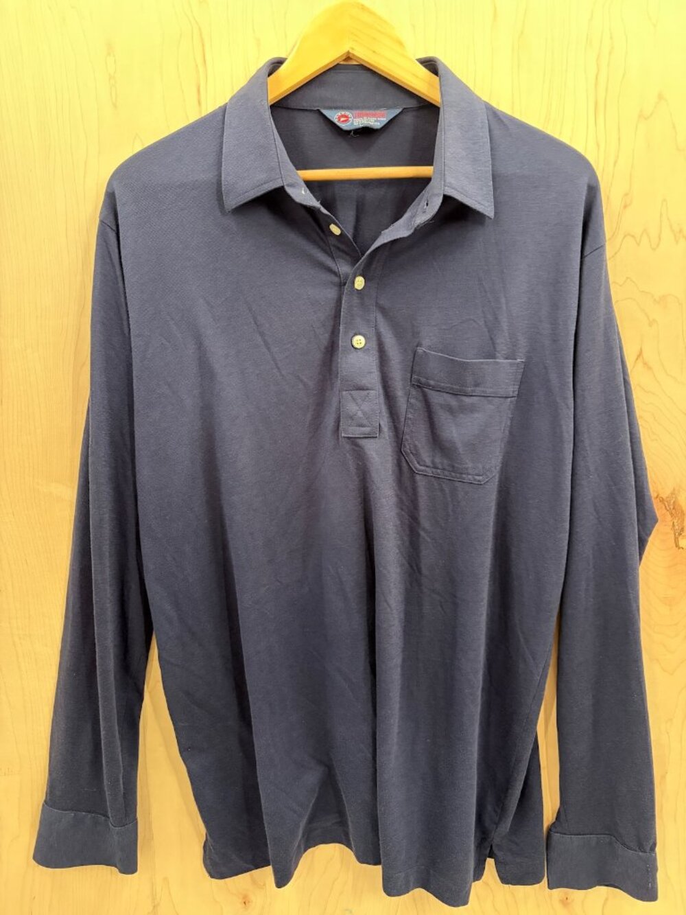 Vintage Arrow Tournament Golf Polo Shirt Men L Navy Blue Long Sleeve Hong Kong